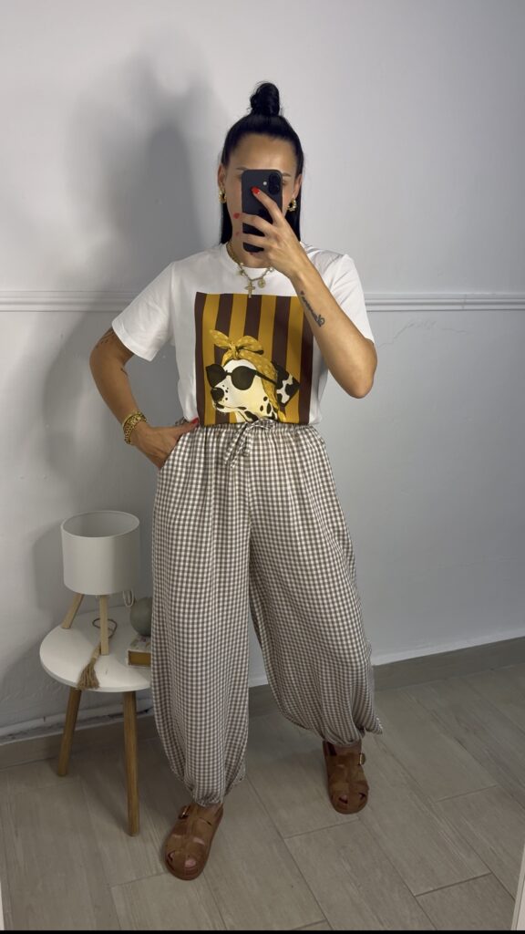 Pantalón globo vichy