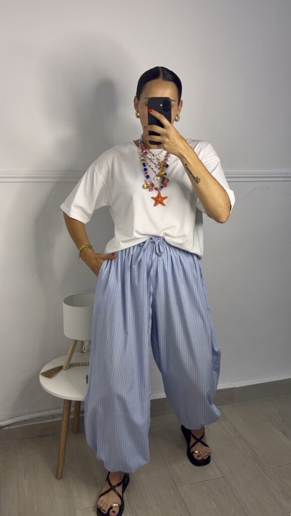 Pantalón globo rallas