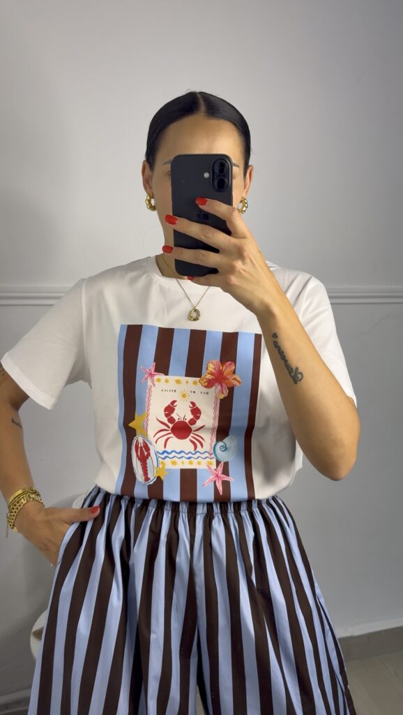 Camiseta rallas celeste