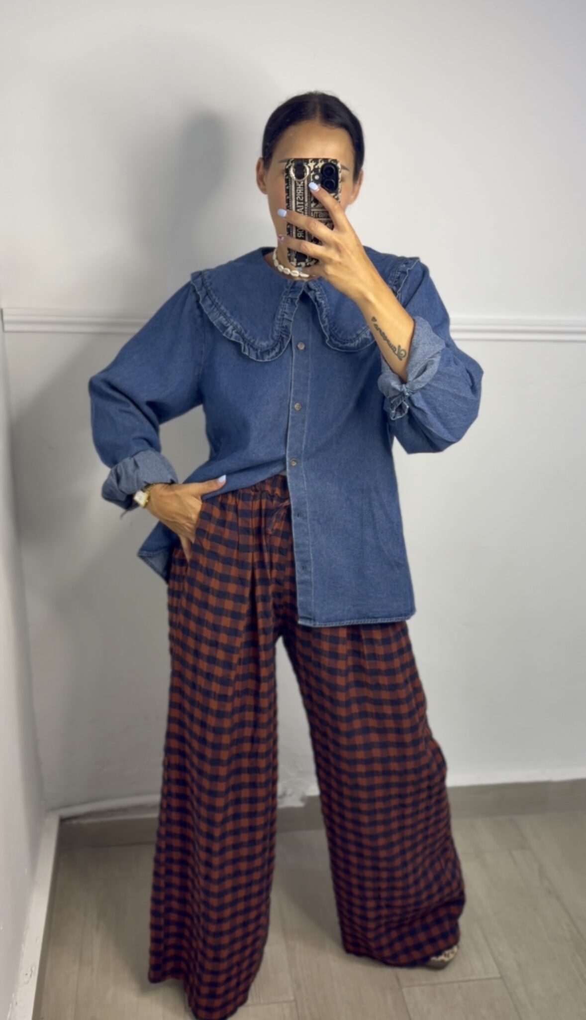 Camisa vaquera cuello bebé