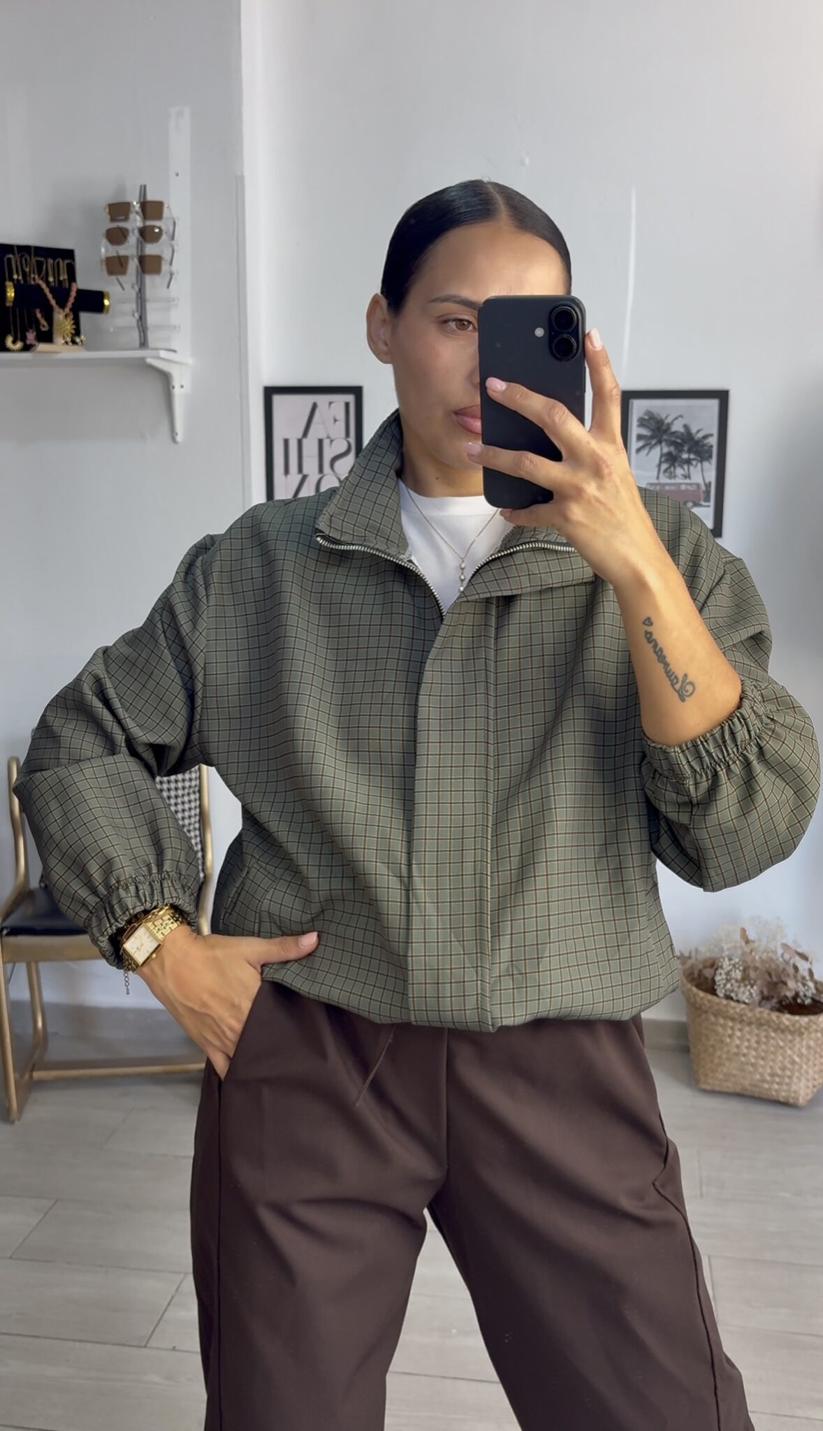 Bomber mil cuadros verde