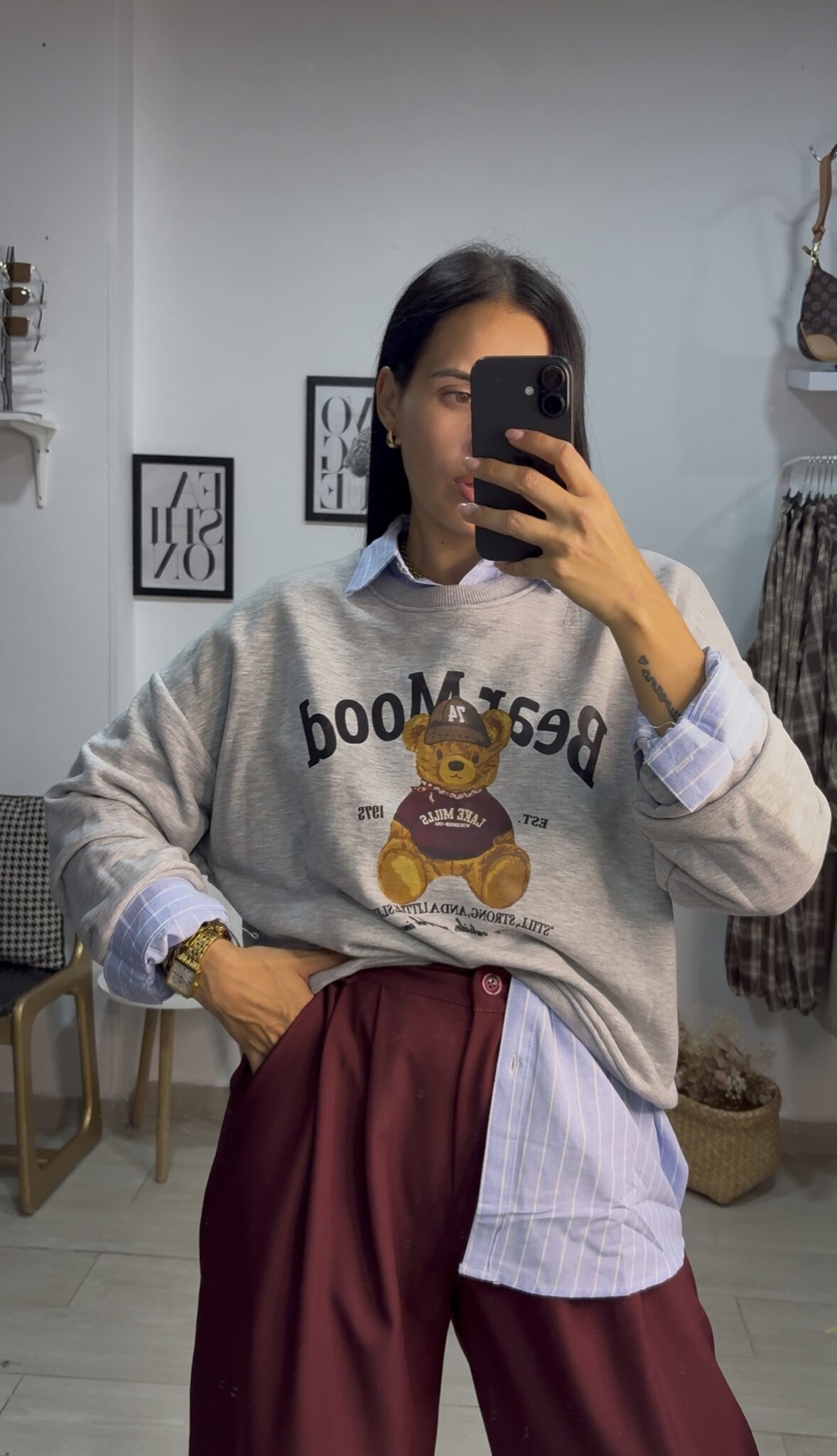 Sudadera oso gris